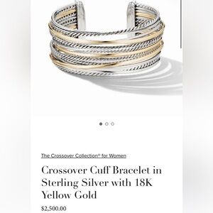 David yurman Crossover Cuff Bracelet in Sterling Silver with 18K Yellow Gold med